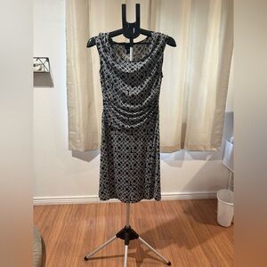 Enfocus Studio Black and White Geometric Midi Dress